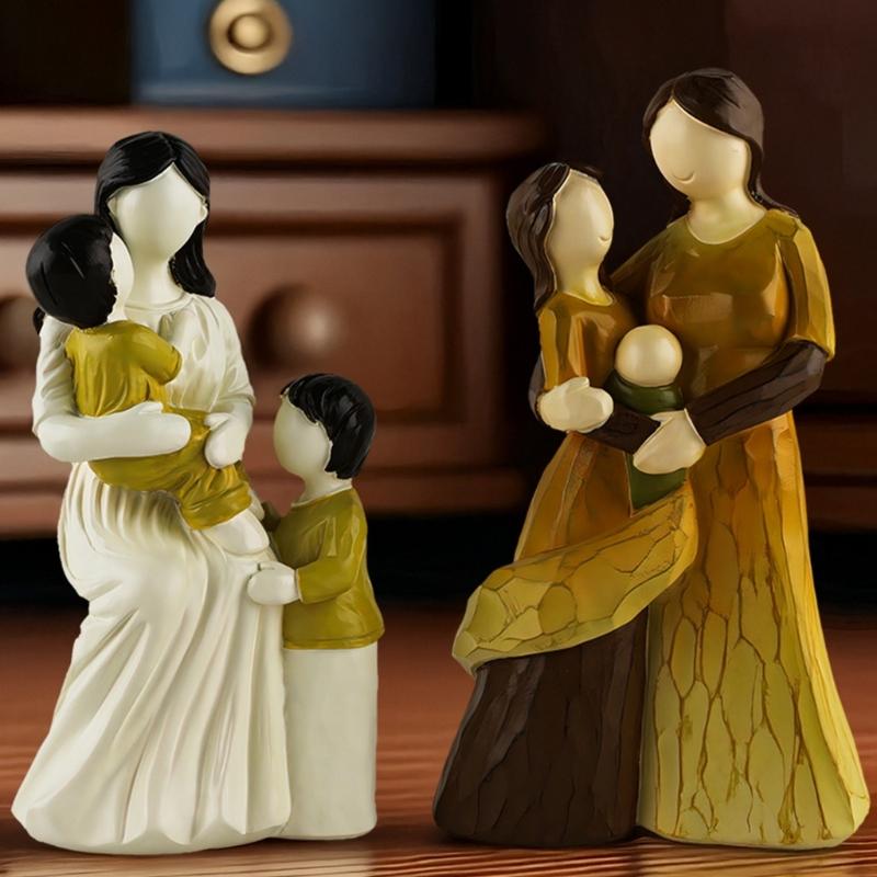 Gift for Mom from Daughter,Resins Family Statues Mom Huggings Child Figurines Ornament for Bedroom Living Room Decors