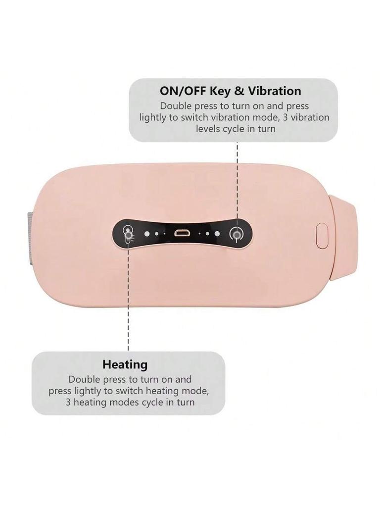 Menstrual Heating Pad Portable USB Cable Cordless with 3 Heat Levels and 3 Vibration Massage Modes for Back Belly Pain Relief