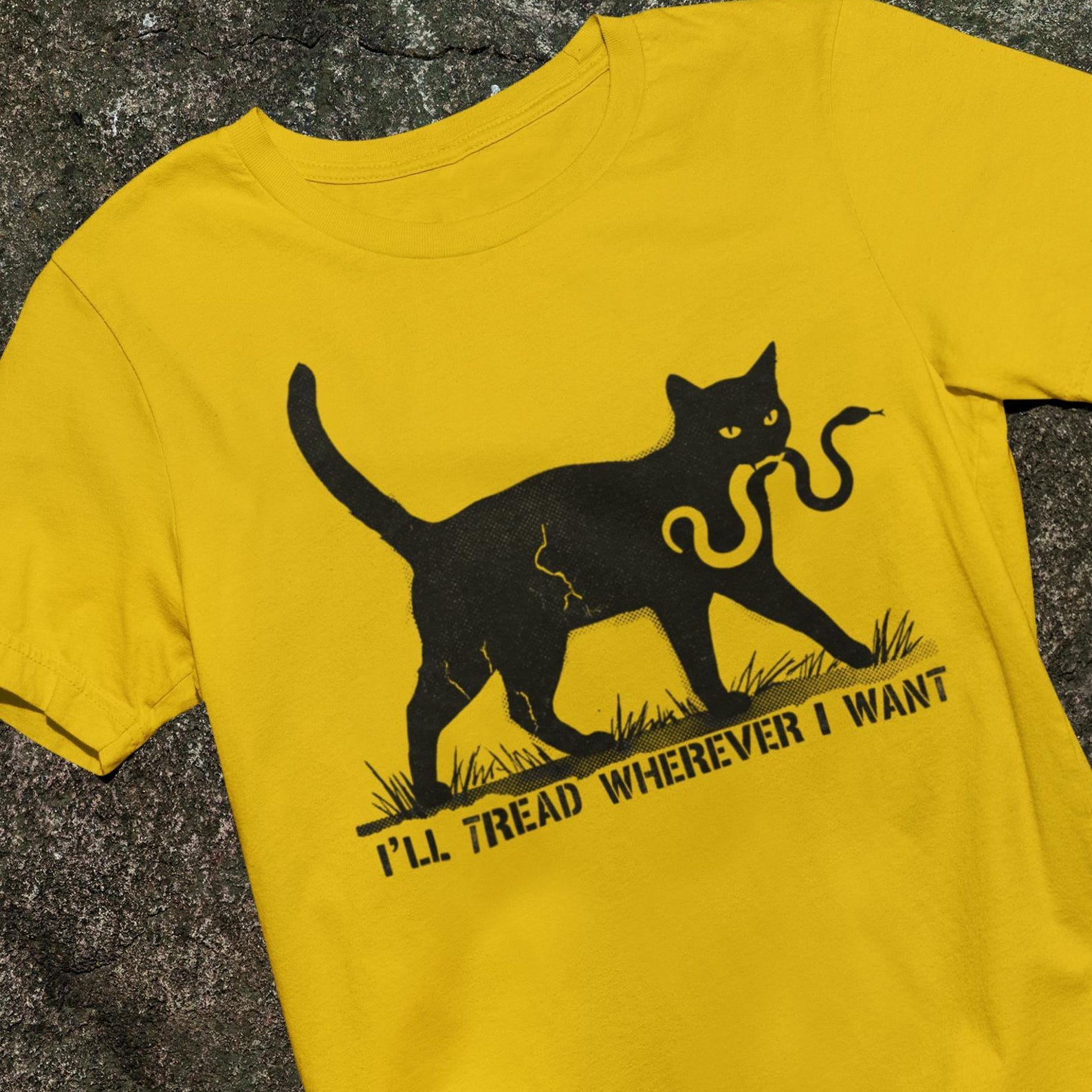 Ill Tread Wherever I Want Shirt | Black Cat Snake Graphic Witchy Feminist Alternative Shirt XL