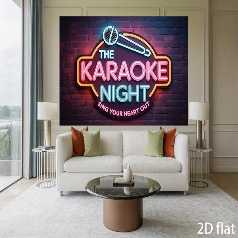 

Neon The Karaoke Night Backdrop for Birthday & Music Parties 47.2x31.5inch/120*80cm