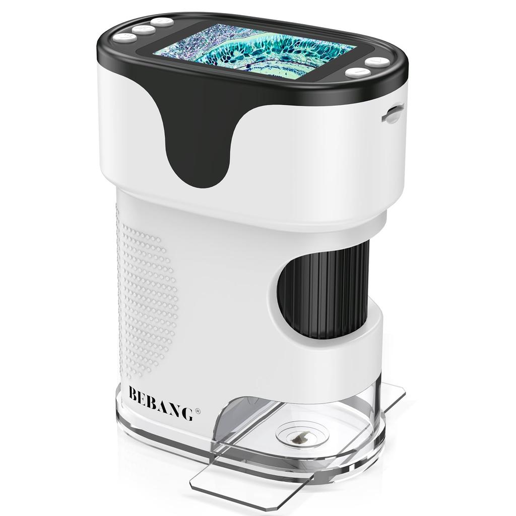 Microscope for Elementary School Kids 1000x 4K Rechargeable Mini Pocket Digital Microscope with Slide Portable Educational Gift for Kids and Students