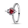 Heart Shaped 925 Silver Glass Oxidized Cubic Zirconia Ring Women Rings Red 193422C01