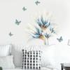 Aquarell Blaue Blumen Und Schmetterling Wandaufkleber Für Wohnzimmer Schlafzimmer Wandtattoos Kleiderschrankaufkleber PVC Abnehmbares Poster
