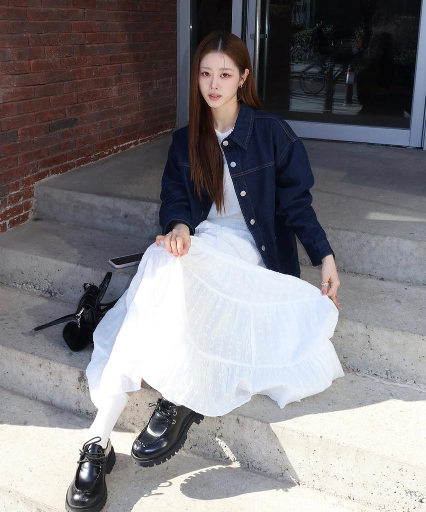 Sellebsyabedisyeon 26Ss 100% Cotton Embroidered Tiered Skirt