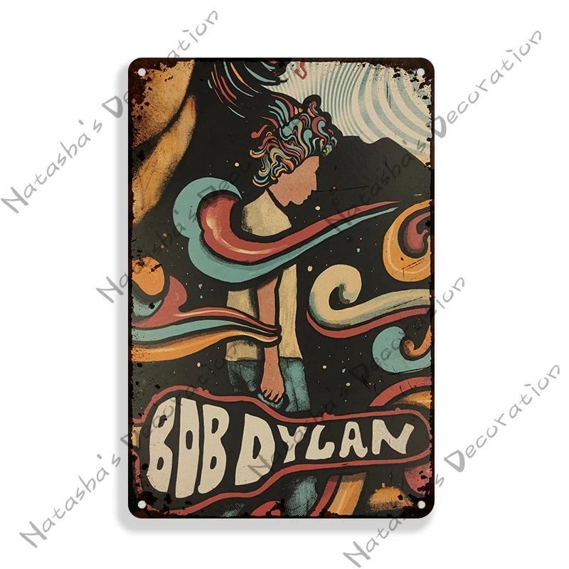 Folk Music Poster Bob Dylan Decorative Sign Rusty Metal Sign Home Bar Cafe Wall Decor Metal Plaque Wall Plate Industrial Decor