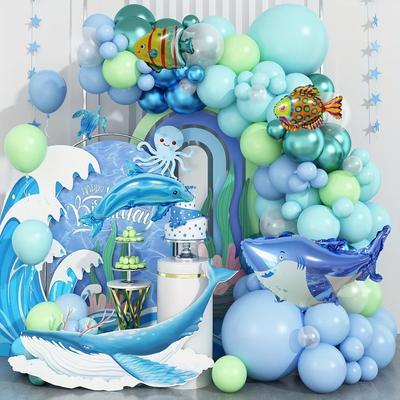 Balon foliowy z motywem oceanu, rekin, łańcuch balonowy, rekwizyt dekoracyjny na przyjęcie urodzinowe
