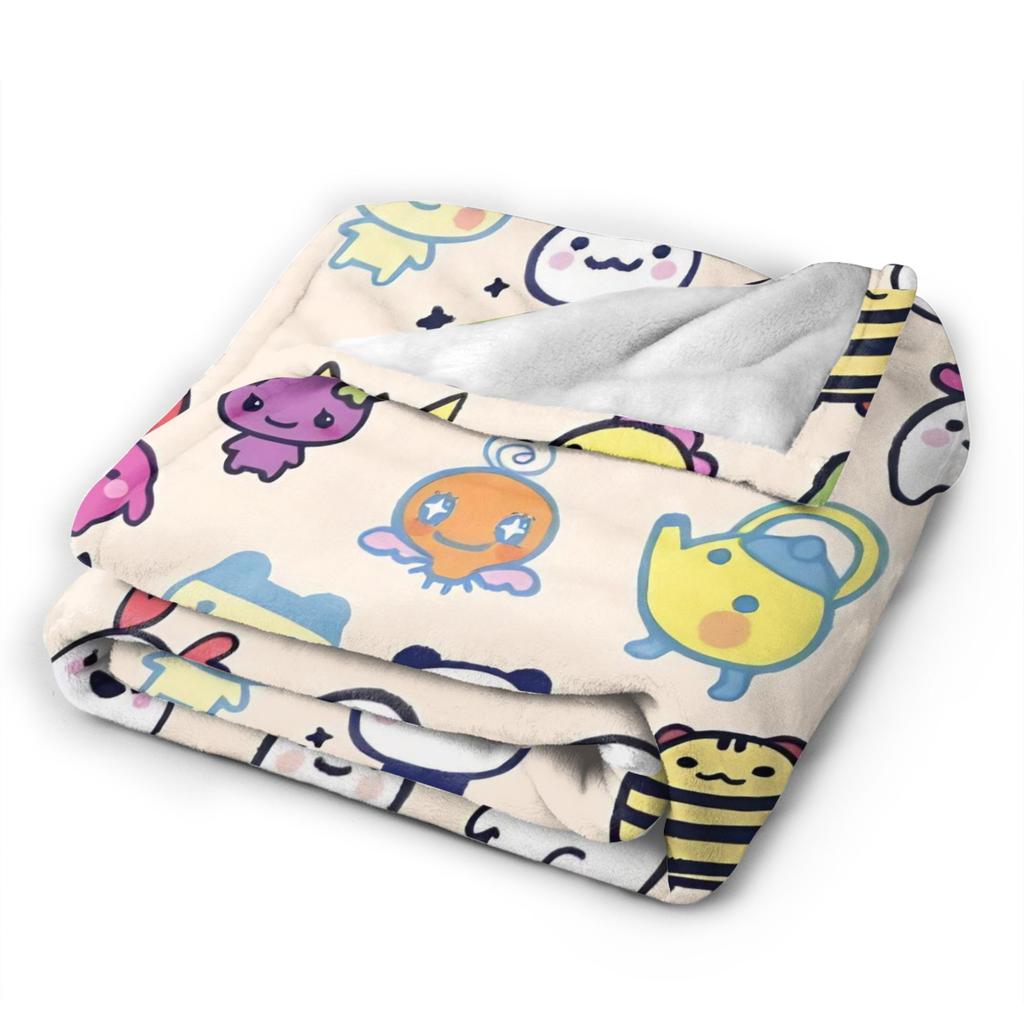 Japanese Cute Tamagotchis Blanket Flannel Funny Breathable Throw Blanket for Coverlet Autumn/Winter
