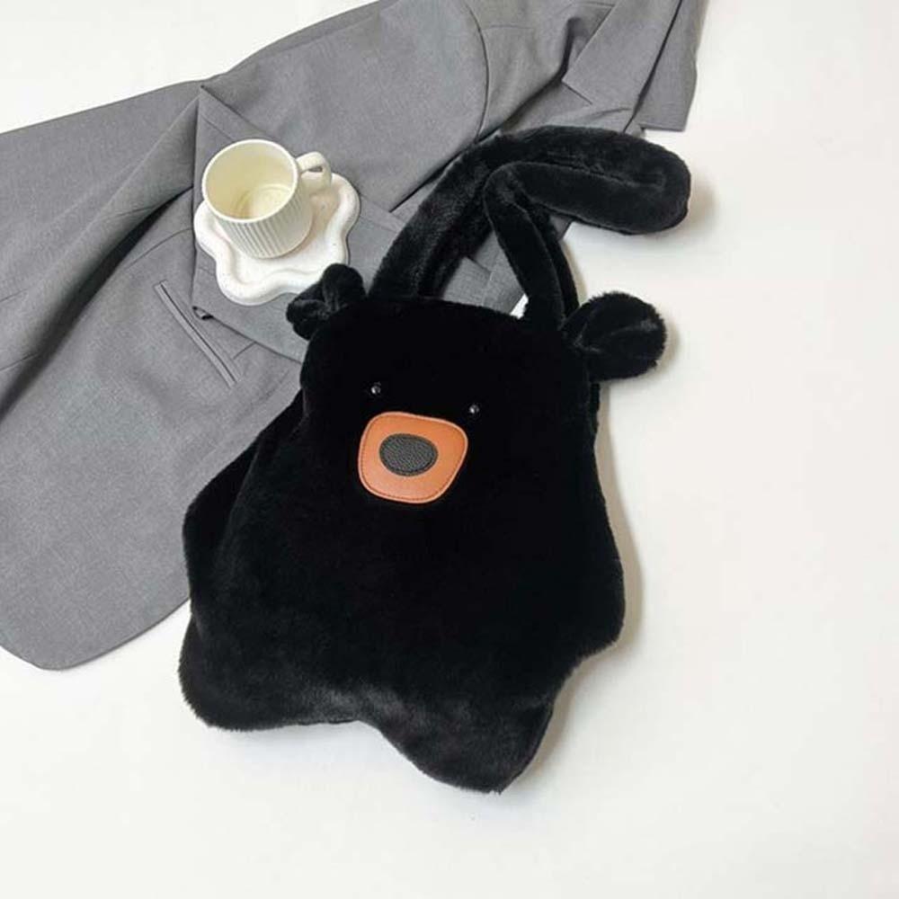 Solid Color Capybara Plush Bag Cute Cartoon Shoulder Pouch Soft Furry Bear Handbag Boys