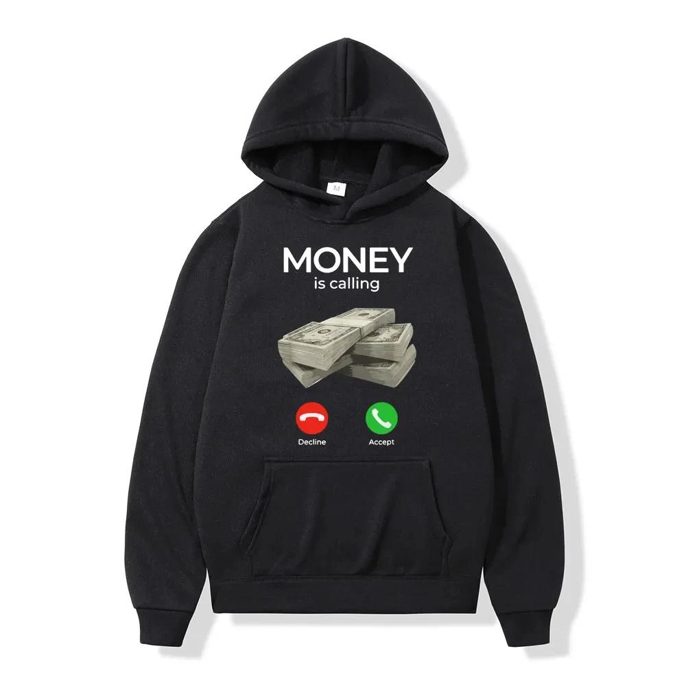 Herbst Winter Herren Hoodies Money Is Calling Cash Print Pullover Hoodie Damen Sweatshirt Mode Unisex Streetwear y2k Kleidung