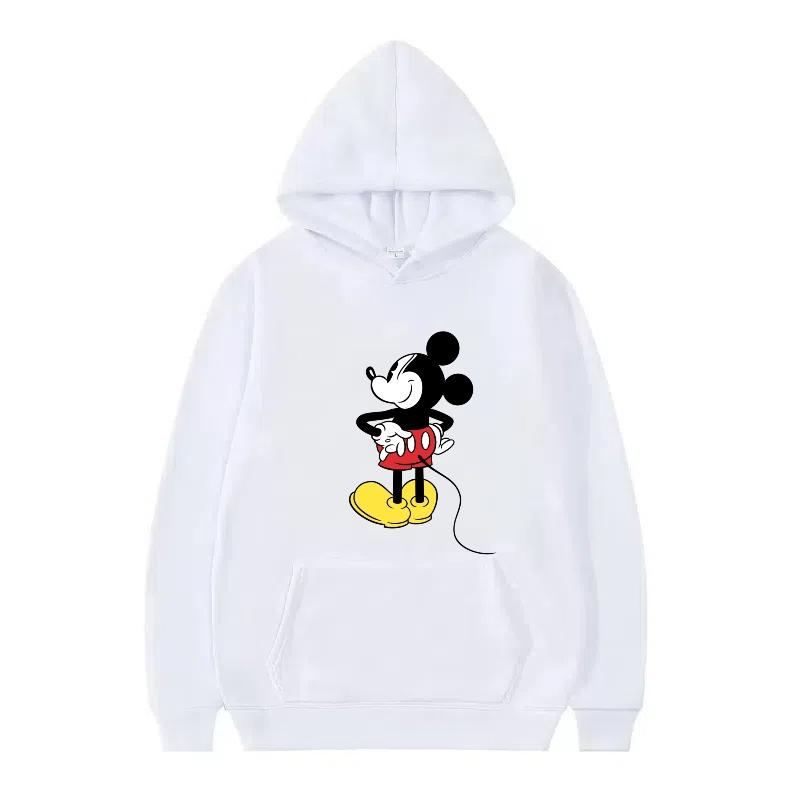 Disney Mickey Mouse Pattern Woman Fleece Sporty Loose Grey Winter Tops Clothing Pullovers Ladies Cheap Hoodies Men Sweatshirts