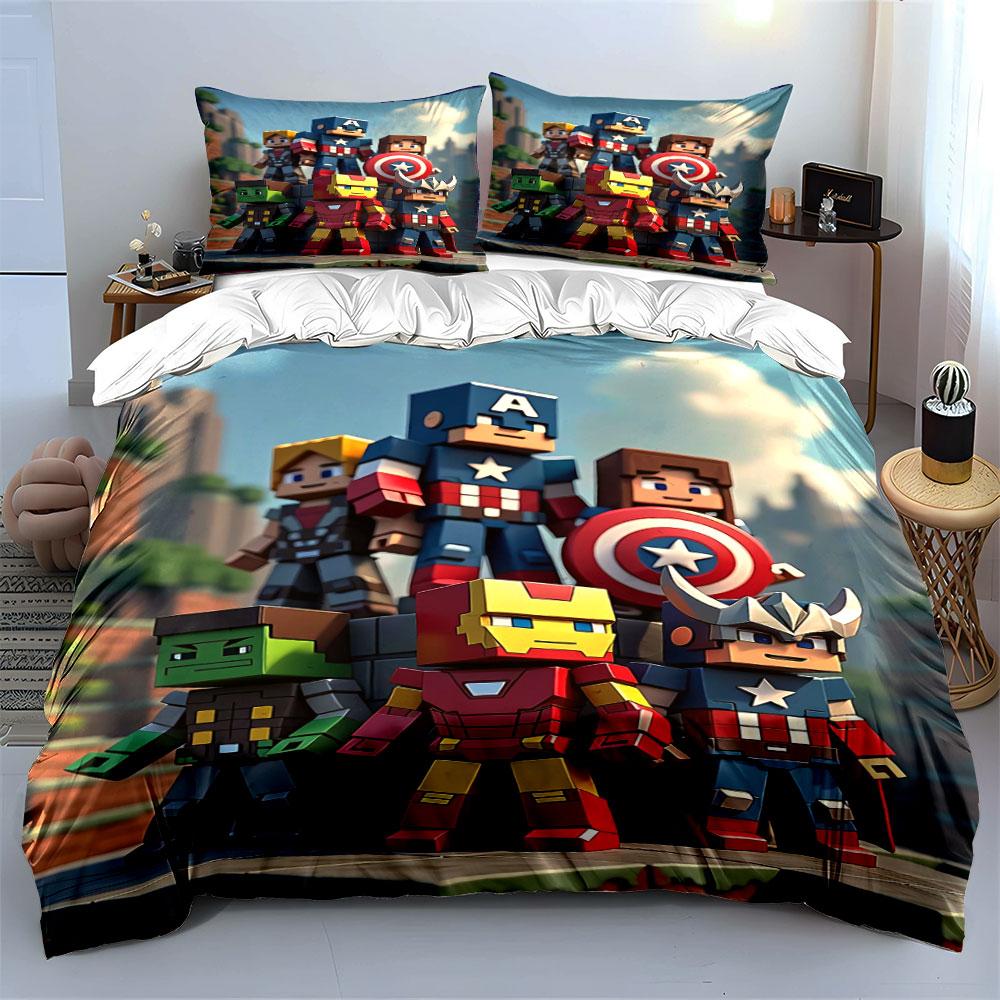 Blocky Superhero Character Designs. Bedding Sets Duvet Cover Sets Duvet Covers Pillowcases(1 * Duvet Cover 2 * Pillowcases Without Duvet Insert)