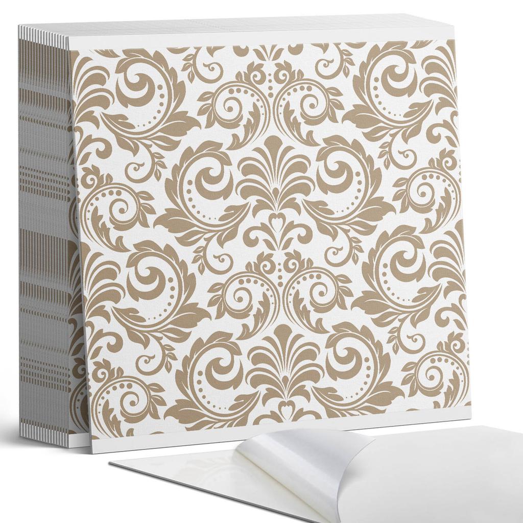 Set of Self-Adhesive Vinyl Tiles Plant Pattern with Ornaments 20X20X20 Cm