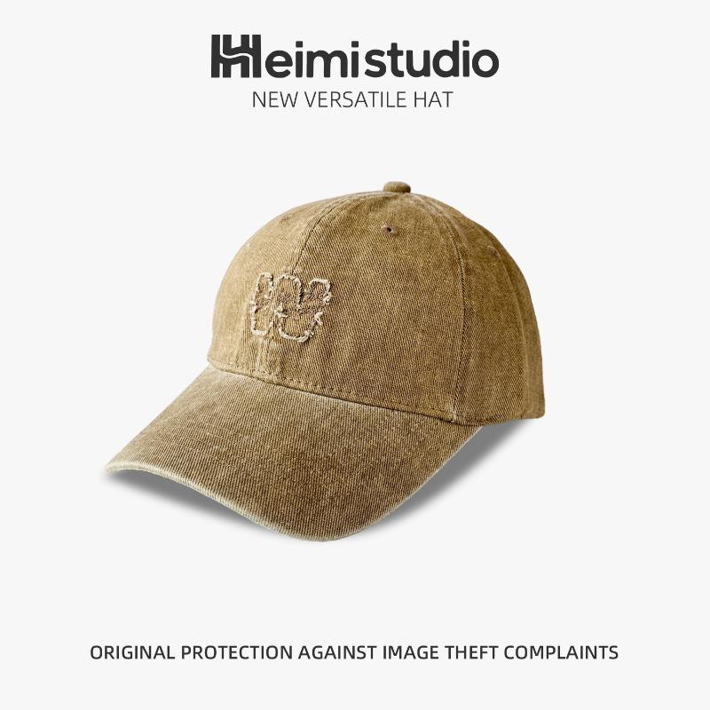 25 early autumn new washed cotton baseball cap women's visor showing face high quality sticker embroidered cap tide