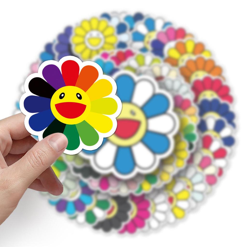 50 Unique Sunflower Tide Stickers: Cartoon Waterproof Decals for Luggage, Scooters, Cars