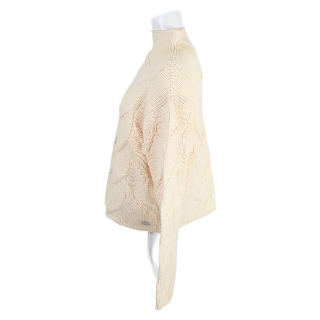 Chanel [Good condition/Domestic Regular Product] 99A P13656V00633 Cable Turtleneck Knit Sweater/ Tops 38 IvoryUsed