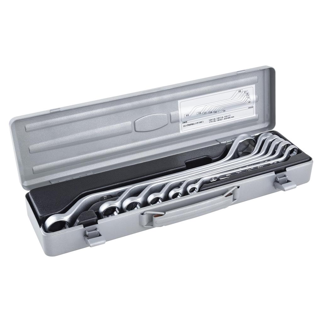 TONE Long Combination Wrench Set 2600M Silver (45°) (6 Pieces)