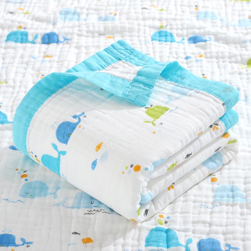 Toalha e Colcha de Algodão Gaze de Seis Camadas para Bebê – Cobertor para Criança Pequena Primavera/Verão