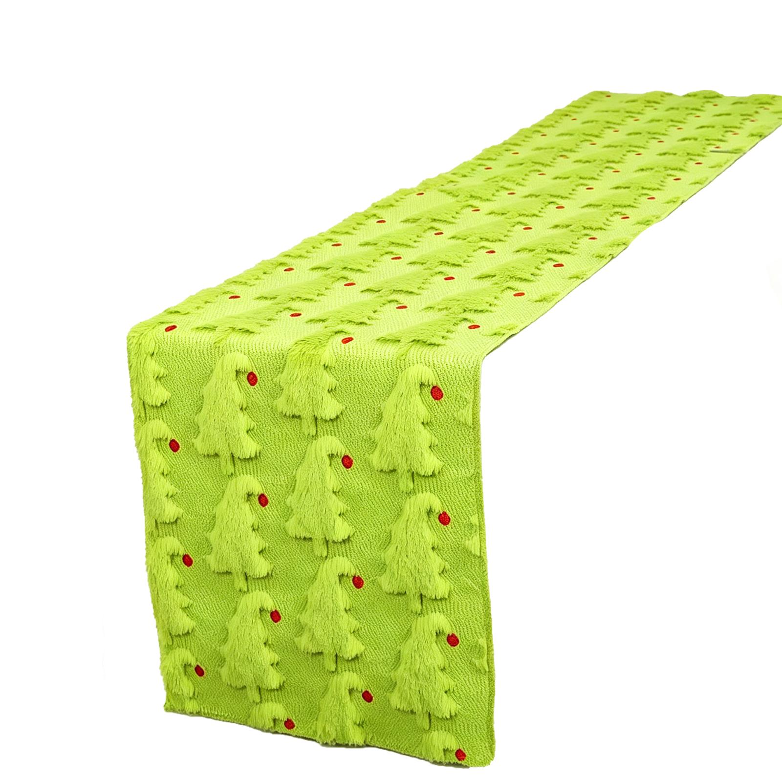 Christmas Tree Table Runner 183*33cm, Long Polyester Table Decor for Holiday Party Dining Room Kitchen Home Decoration