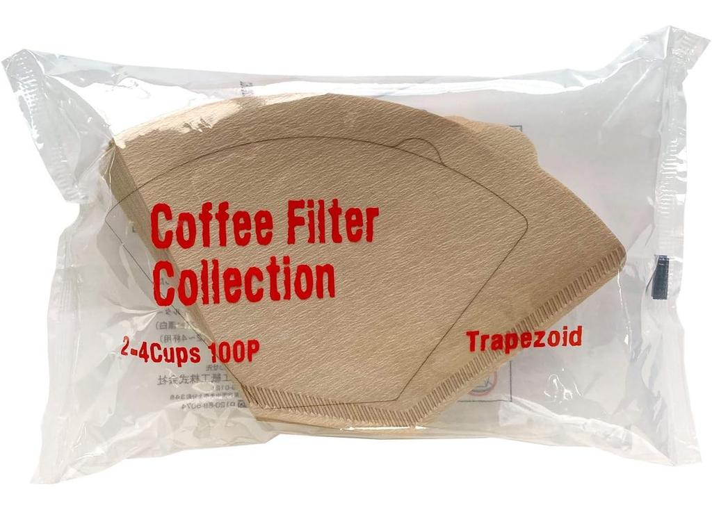 Kanae Paper Coffee Trapezoidal 100 Filters x 5 Made in Brown Filters, KS, Shape, 2-4 Cups, Packs, Unbleached, Japan,