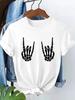 Retro Skeleton Finger Vintage Casual Y2k Fashion Tshirt Print Short Sleeve T Shirt Top Tee Summer Ladies Girls Shirt