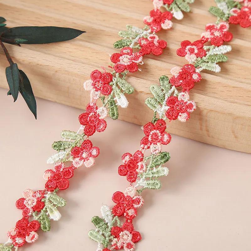 2CM Width Flower Lace Fabric Floral Embroidery Ribbon DIY Sewing Garment Applique Decor Accessories 2cm Lace Trim Crafts