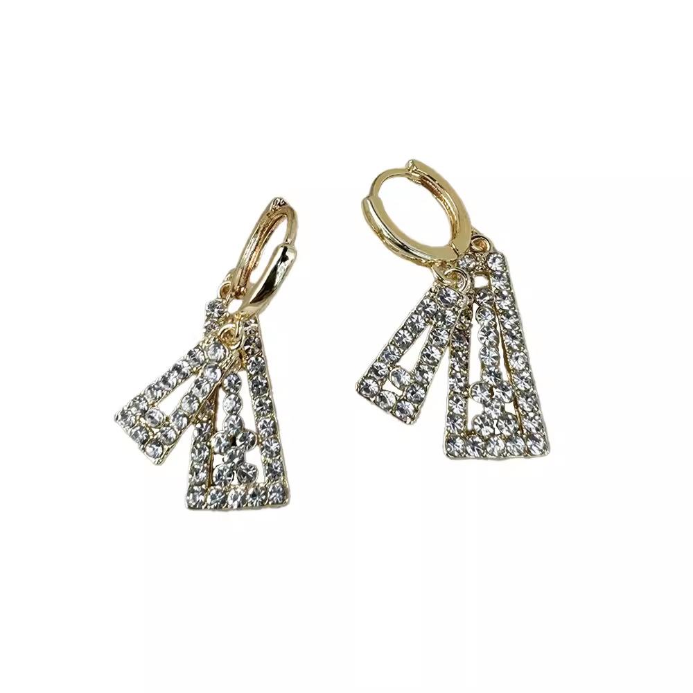 Premium Sense Exquisite Micro-Inlaid Geometric Ear Buckle Light Luxury Versatile Fashion Niche Design Korean Celebrity Style Earrings