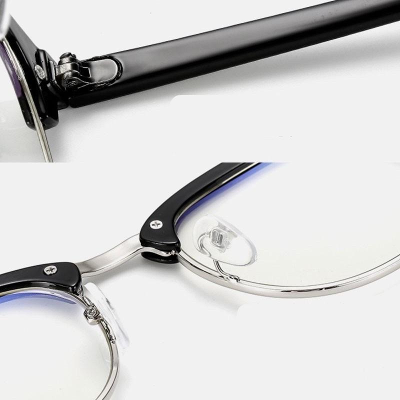 Classic Semi Rimless Anti Blue Light Blocking Glasses Men Square Rice Nail Eyeglasses Frames Computer Glasses