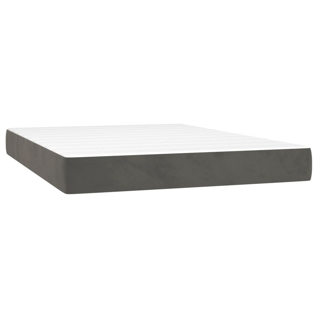 Vidaxl Letto Continentale Con Materasso, Grigio Scuro, 140X200Cm Velluto