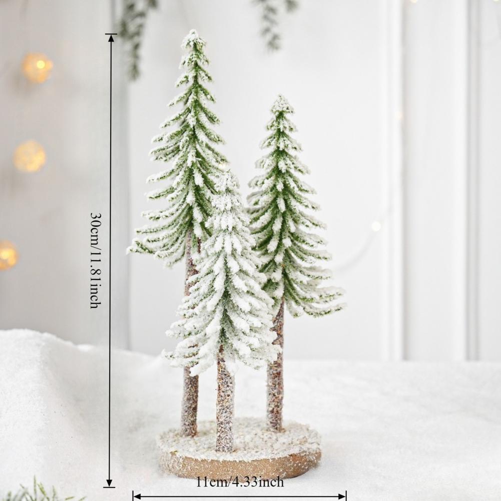 Mini Christmas Tree Artificial Bottle Brush Tree with Wooden Base Small Snow Frost Flocked Pine Tree for Winter Home Decor