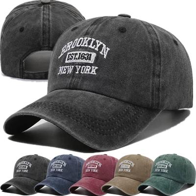 Hot Sale Washed Cotton Brooklyn Embroidery Baseball Cap Outdoor Casual Color Match Hats Unisex Classic Cap for Men And Women