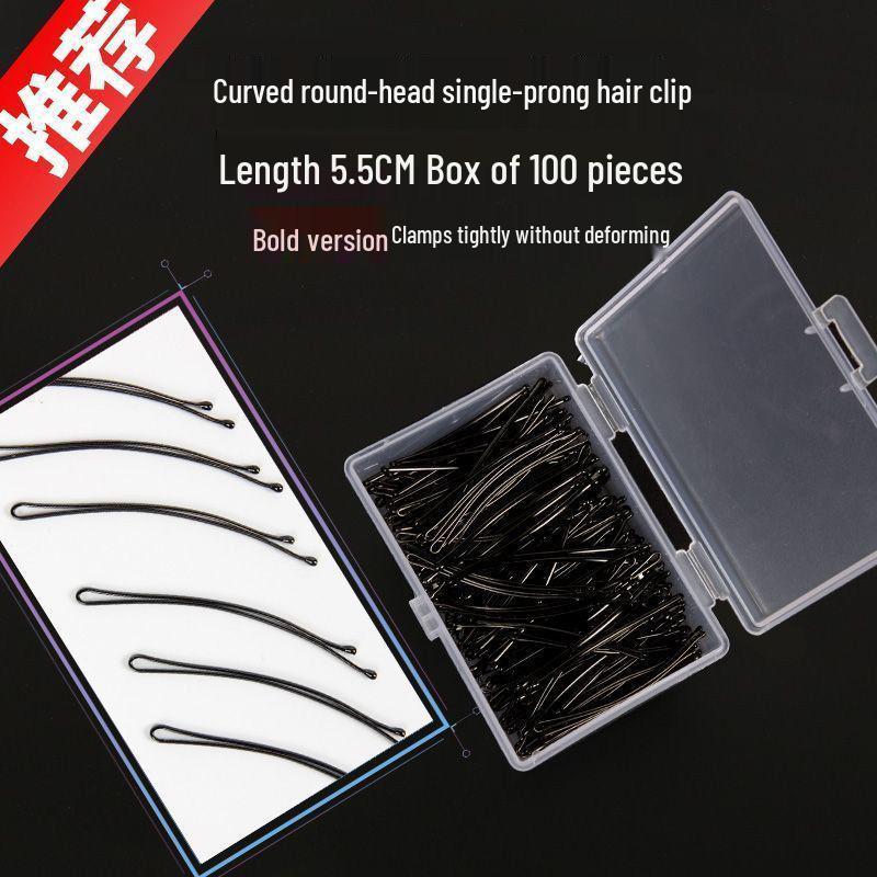 Black U-Shaped Hairpin Clip for Thick Hair - Bun Fixation Hair Accessory