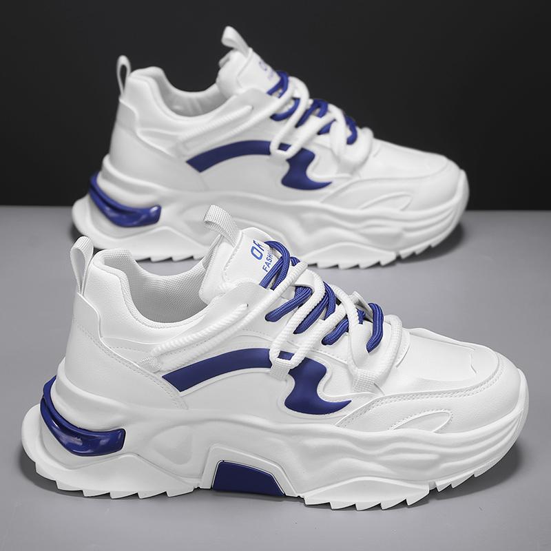 

Мужские удобные дышащие подходящие туфли на толстой подошве на шнуровке для повседневной носки, спортивные кроссовки для бега на открытом воздухе на все сезоны, повседневные и уютные 42 белый