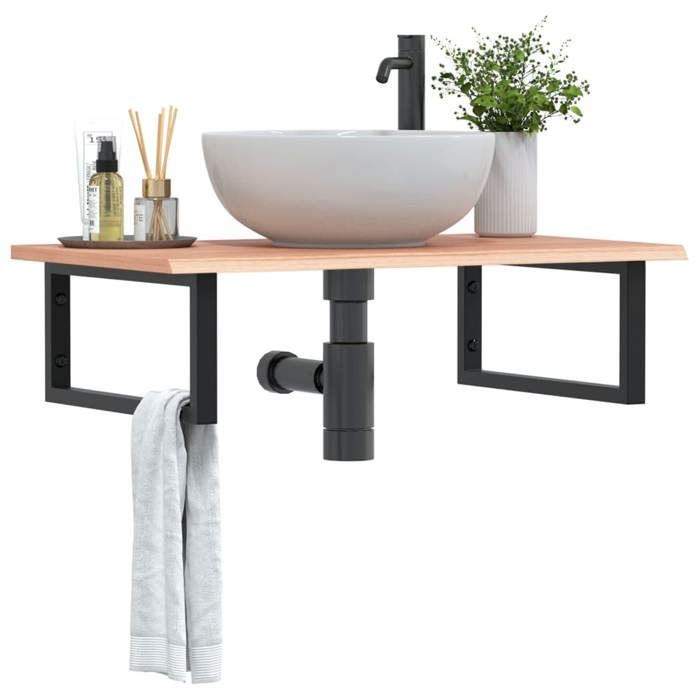 VidaXL Wall-mounted Vanity Shelf Steel and Solid Oak Wood 3302609