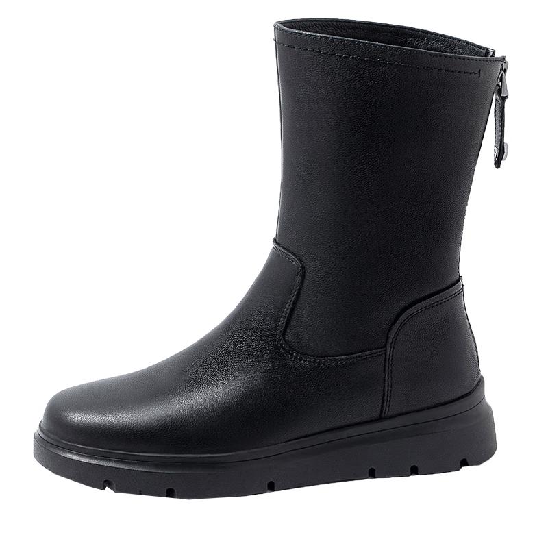 COMELY Women s Winter Plush Lined Leather Mid-Calf Boots 37