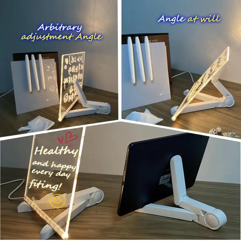 LED Note Board Night Light with 7 Colorful Pen Lighted Acrylic Drawing Board Glowing Message Marker Board For Office School Home
