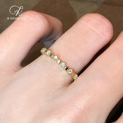 Bague en Argent Sterling S925 Plaqué Or 14K avec Zircon pour Femme - Ultra-Fine, Simple, Luxe Léger, Mode Japonaise.