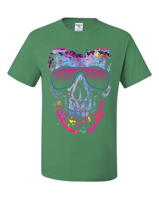 Neon Skull Sunglasses T-Shirt Swag Multicolor Music EDM Rave Pop Tee Shirt
