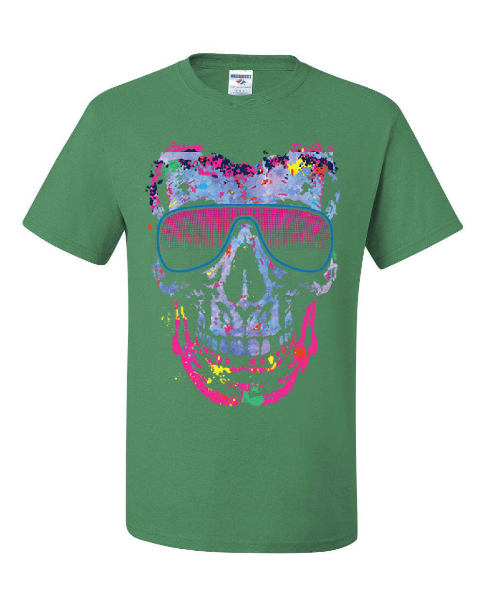 

Neon Skull Sunglasses T-Shirt Swag Multicolor Music EDM Rave Pop Tee Shirt 5XL різнокольоровий