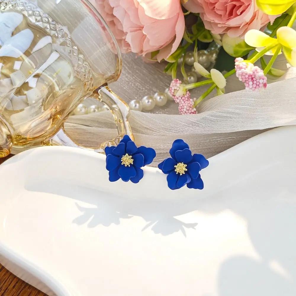 Korean Style Colorful Petal Dangle Earrings Fragments Flowers Women Elegant Stud Earrings Fashion Jewelry Girl Gift