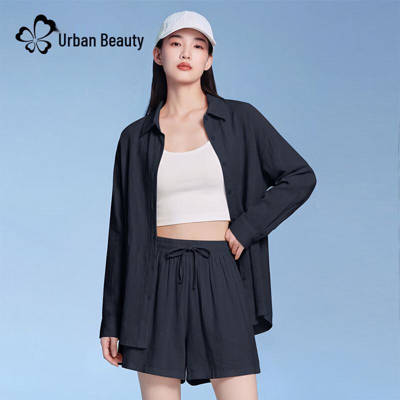 Women s Summer Linen Blend Polo Shirt & Shorts Set S