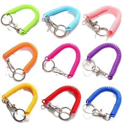 Ringfeder Schlüsselanhänger Lanyard Dehnbar Schlüsselhaken Dehnspirale Schlüsselring Anti-Verlust Karabinerverschluss
