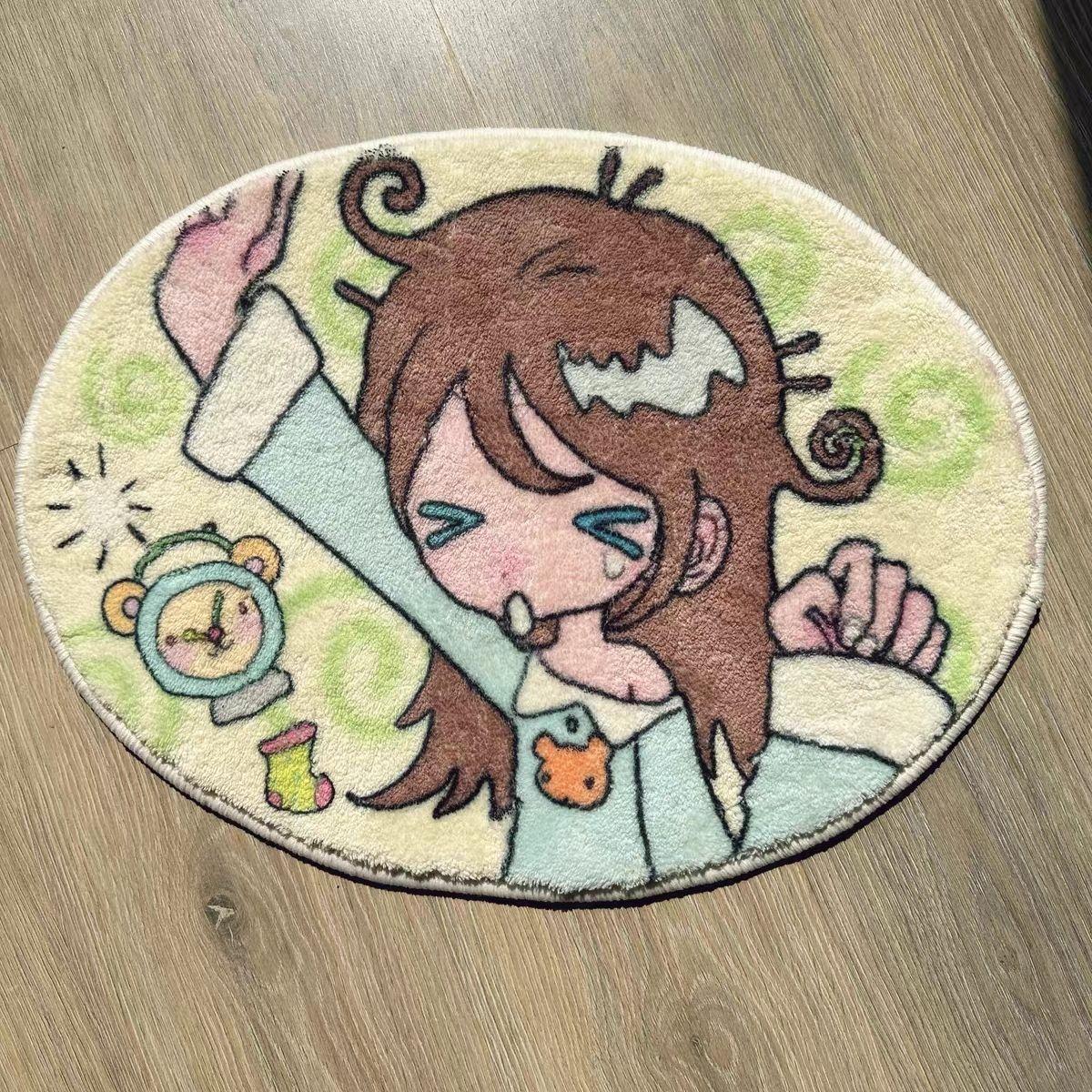 

VIKAMA Cartoon Cute Cat Round Floor Mat Waterproof Stain-Resistant Entrance Sofa Living Room Bedroom Carpet Home Decor Carpet 80X80CM(2.6X2.6FT
