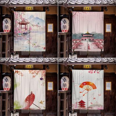 Japanische Gastfamilie Teestube Trennwand Tür Kopfvorhang Schild Hängeflagge Vorhang Teehaus Sakura Kurze Vorhänge Dekor