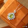 Natural Crystal Stone Pendant Whole Body S925 Silver Necklace Female European and American Style High-end Floral Cut Colored Treasure Pendant