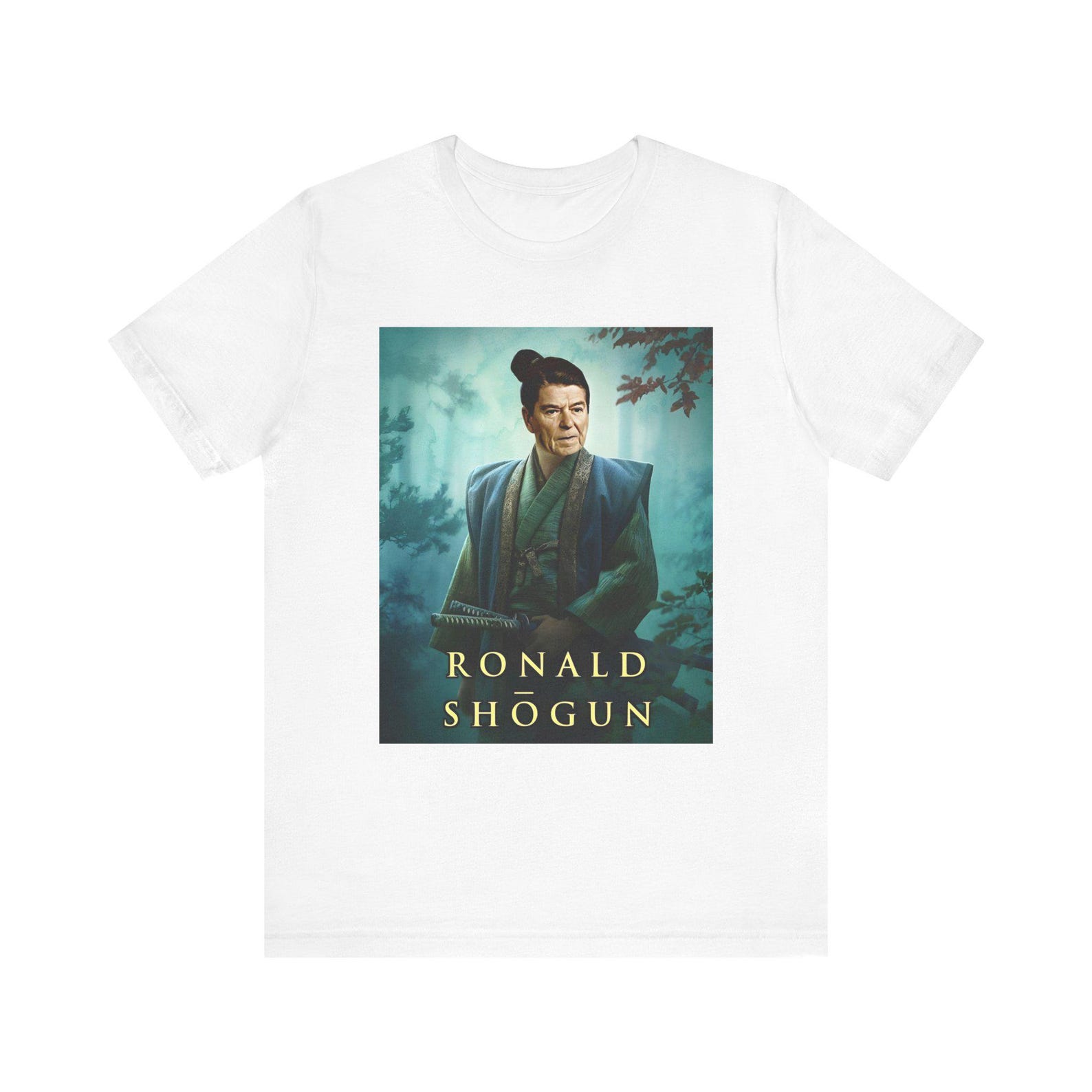 Ronald Shogun Parody T-Shirt, Reagan Samurai Crossover Tee, Political Humor Graphic Shirt S
