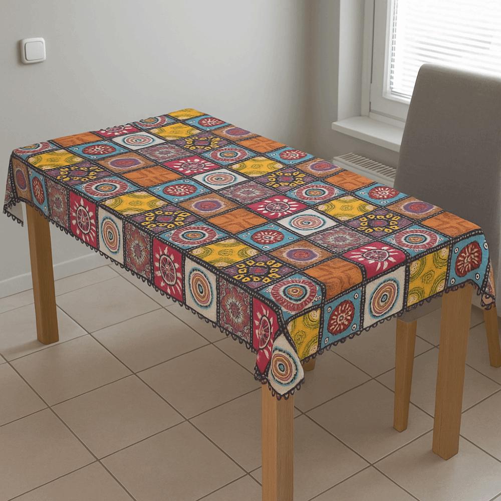 Ethnic Style Table Cover Rectangle Table Protecter Useful Bohemian Mandala Tablecloth  Banquet