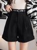 Autumn/Winter 2025 Women's Khaki Corduroy Wide-Leg A-Line Shorts - Korean Style Fashion