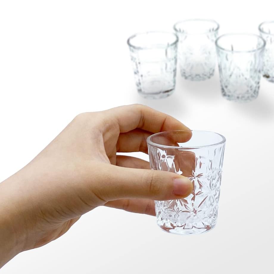 Pure Semi Shot Glasses, 50ml, Set of 4 / PURE SEMI GLASS Clear Glass Glasses, Espresso Glasses, Shochu Glasses, Whiskey, Brandy