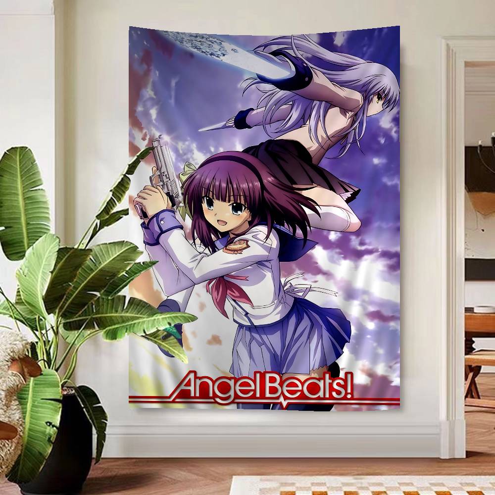 Angel Beats Track Zero Wandteppich Emotionale Übernatürliche Ästhetik Gemütliche Raumdekoration für Visual Novel Isekai Fans