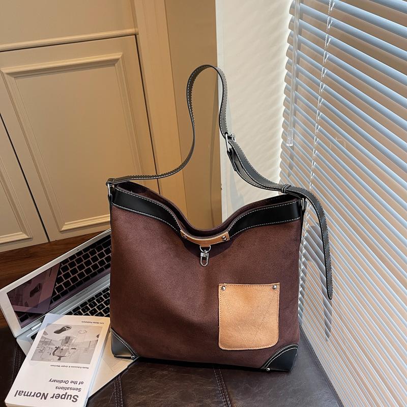 Autumn and Winter New Women's Bags Fashion Trend Commuter Splicing Simple Tote Underarm Bag Trendy Bag Shoulder Bag